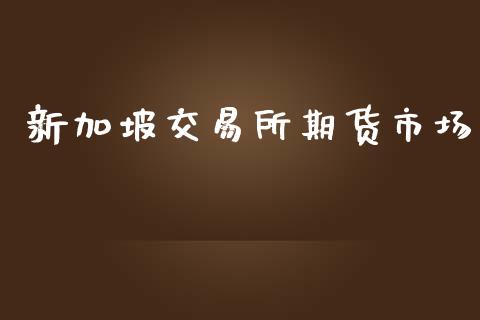 新加坡交易所期货市场_https://m.fansifence.com_消费金融_第1张