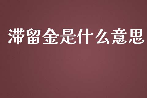 滞留金是什么意思_https://m.fansifence.com_公募基金_第1张