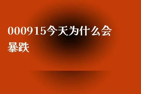 000915今天为什么会暴跌_https://m.fansifence.com_公募基金_第1张
