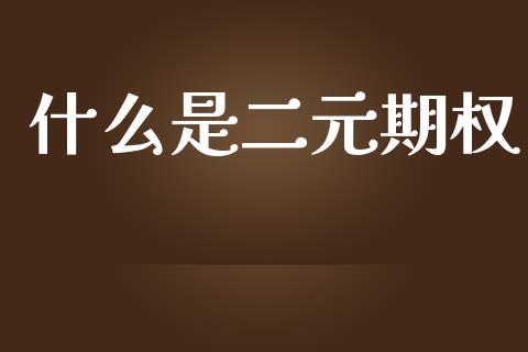 什么是二元期权_https://m.fansifence.com_个股行情_第1张