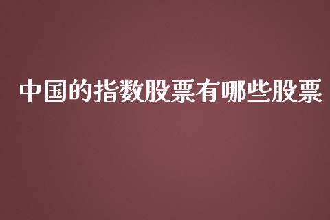 中国的指数股票有哪些股票_https://m.fansifence.com_公募基金_第1张