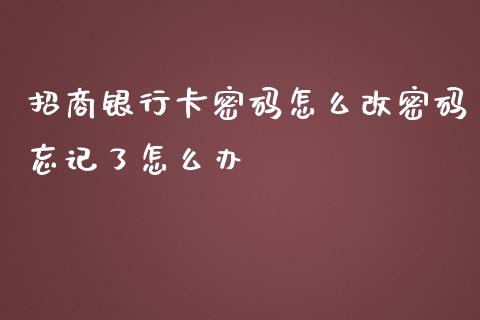 招商银行卡密码怎么改密码忘记了怎么办_https://m.fansifence.com_公募基金_第1张