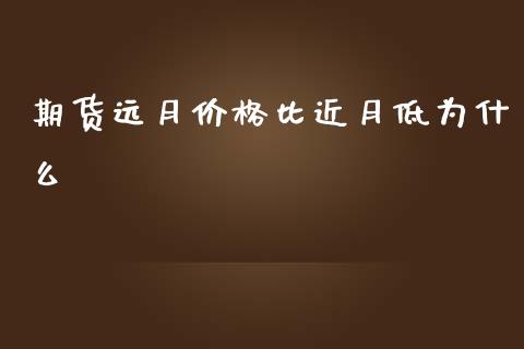 期货远月价格比近月低为什么_https://m.fansifence.com_贵金属行情_第1张
