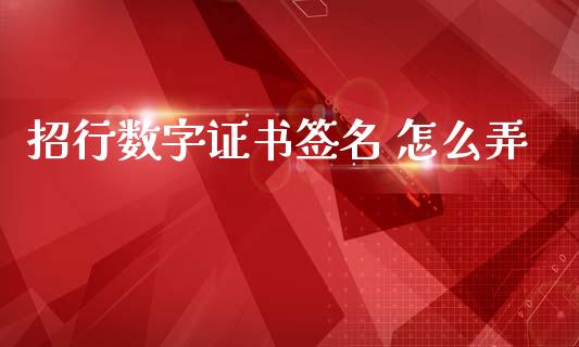 招行数字证书签名 怎么弄_https://m.fansifence.com_个股行情_第1张