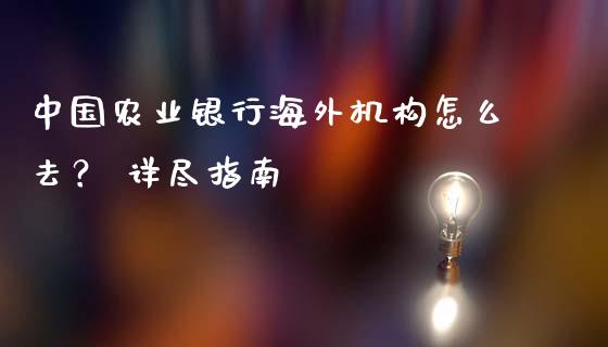 中国农业银行海外机构怎么去？ 详尽指南_https://m.fansifence.com_公募基金_第1张