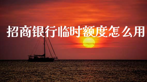 招商银行临时额度怎么用_https://m.fansifence.com_贵金属行情_第1张
