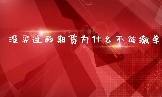没买进的期货为什么不能撤单_https://m.fansifence.com_消费金融_第1张