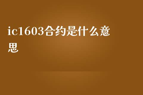 ic1603合约是什么意思_https://m.fansifence.com_消费金融_第1张