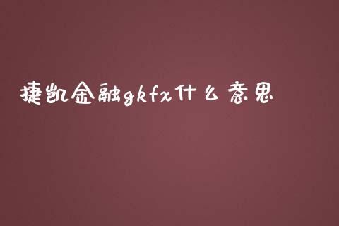 捷凯金融gkfx什么意思_https://m.fansifence.com_公募基金_第1张