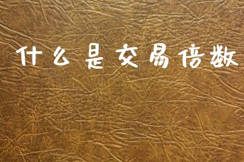 什么是交易倍数_https://m.fansifence.com_公募基金_第1张