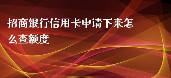 招商银行信用卡申请下来怎么查额度_https://m.fansifence.com_个股行情_第1张