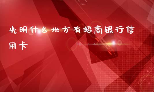 光明什么地方有招商银行信用卡_https://m.fansifence.com_消费金融_第1张