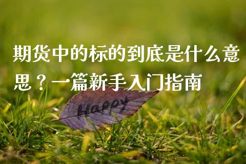 期货中的标的到底是什么意思？一篇新手入门指南_https://m.fansifence.com_贵金属行情_第1张