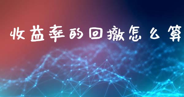收益率的回撤怎么算_https://m.fansifence.com_个股行情_第1张