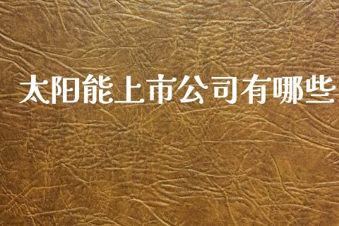 太阳能上市公司有哪些_https://m.fansifence.com_个股行情_第1张