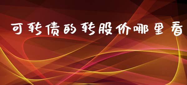 可转债的转股价哪里看_https://m.fansifence.com_消费金融_第1张