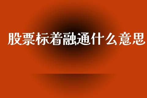 股票标着融通什么意思_https://m.fansifence.com_公募基金_第1张
