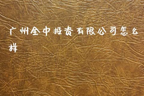 广州全中投资有限公司怎么样_https://m.fansifence.com_个股行情_第1张