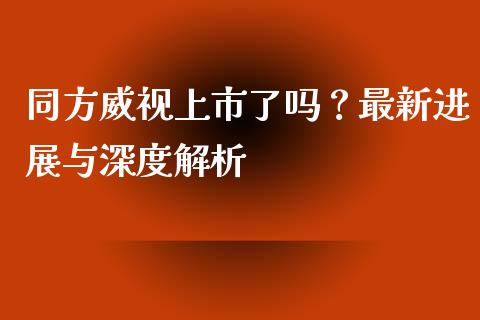 同方威视上市了吗？最新进展与深度解析_https://m.fansifence.com_贵金属行情_第1张