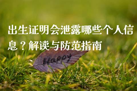 出生证明会泄露哪些个人信息？解读与防范指南_https://m.fansifence.com_消费金融_第1张
