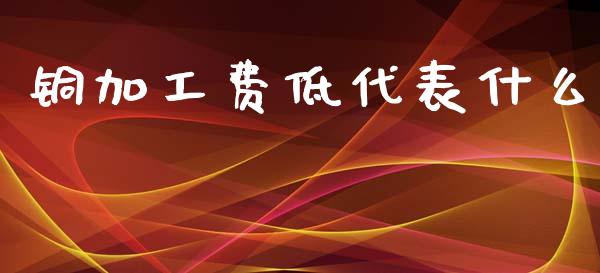 铜加工费低代表什么_https://m.fansifence.com_消费金融_第1张