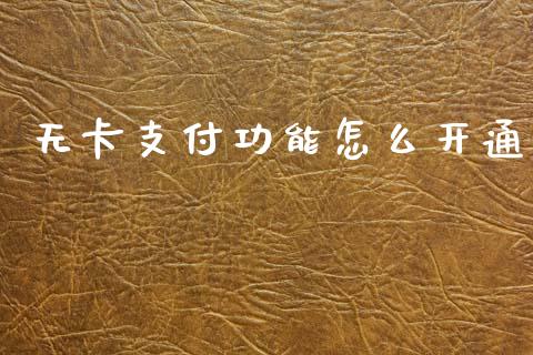无卡支付功能怎么开通_https://m.fansifence.com_消费金融_第1张