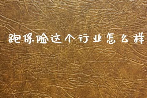 跑保险这个行业怎么样_https://m.fansifence.com_贵金属行情_第1张