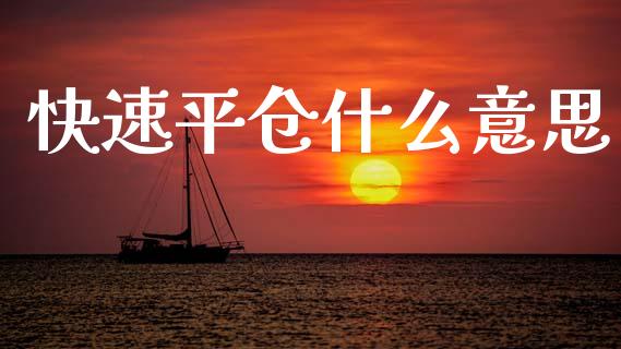 快速平仓什么意思_https://m.fansifence.com_消费金融_第1张