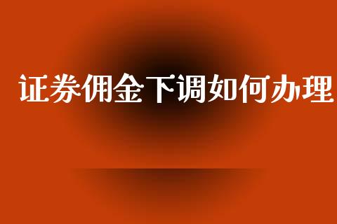 证券佣金下调如何办理_https://m.fansifence.com_个股行情_第1张