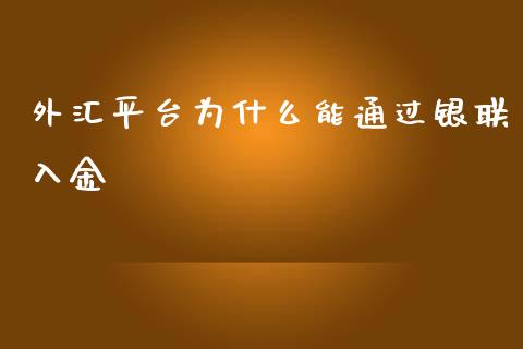 外汇平台为什么能通过银联入金_https://m.fansifence.com_公募基金_第1张