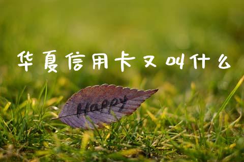 华夏信用卡又叫什么_https://m.fansifence.com_消费金融_第1张