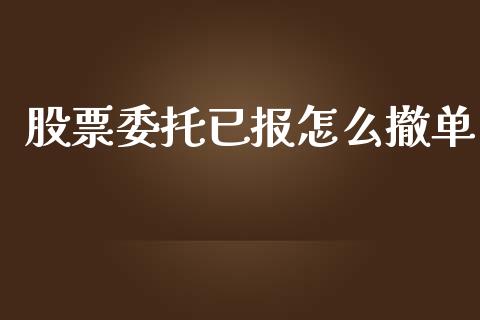 股票委托已报怎么撤单_https://m.fansifence.com_公募基金_第1张