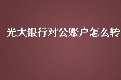 光大银行对公账户怎么转_https://m.fansifence.com_公募基金_第1张