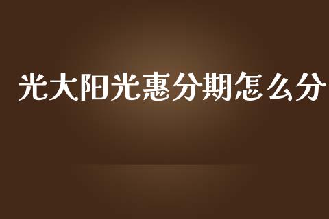 光大阳光惠分期怎么分_https://m.fansifence.com_贵金属行情_第1张