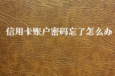 信用卡账户密码忘了怎么办_https://m.fansifence.com_个股行情_第1张