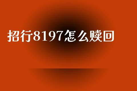 招行8197怎么赎回_https://m.fansifence.com_个股行情_第1张