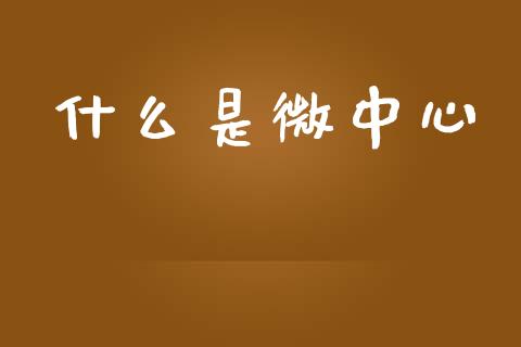 什么是微中心_https://m.fansifence.com_个股行情_第1张