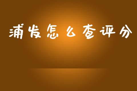 浦发怎么查评分_https://m.fansifence.com_个股行情_第1张