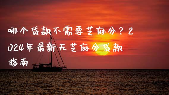 哪个贷款不需要芝麻分？2024年最新无芝麻分贷款指南_https://m.fansifence.com_个股行情_第1张