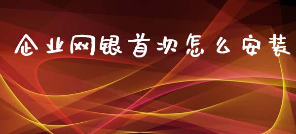 企业网银首次怎么安装_https://m.fansifence.com_贵金属行情_第1张