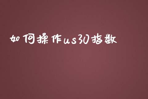 如何操作us30指数_https://m.fansifence.com_个股行情_第1张