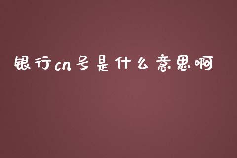 银行cn号是什么意思啊_https://m.fansifence.com_消费金融_第1张