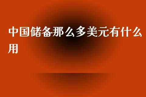 中国储备那么多美元有什么用_https://m.fansifence.com_贵金属行情_第1张