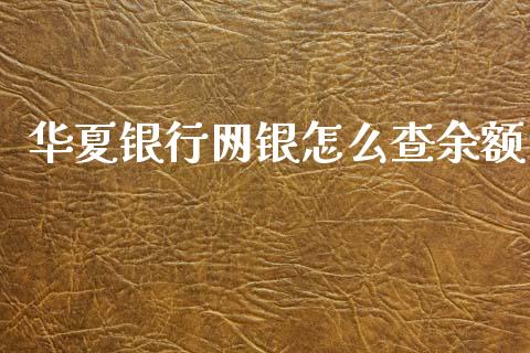 华夏银行网银怎么查余额_https://m.fansifence.com_消费金融_第1张