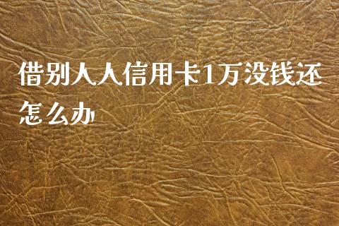 借别人人信用卡1万没钱还怎么办_https://m.fansifence.com_消费金融_第1张