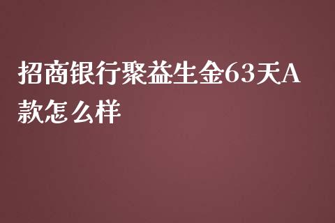 招商银行聚益生金63天A款怎么样_https://m.fansifence.com_消费金融_第1张