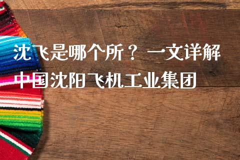 沈飞是哪个所？ 一文详解中国沈阳飞机工业集团_https://m.fansifence.com_公募基金_第1张
