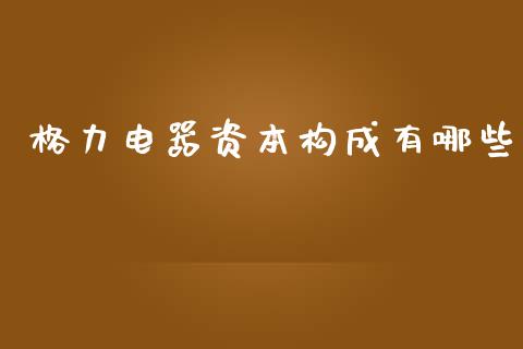 格力电器资本构成有哪些_https://m.fansifence.com_公募基金_第1张