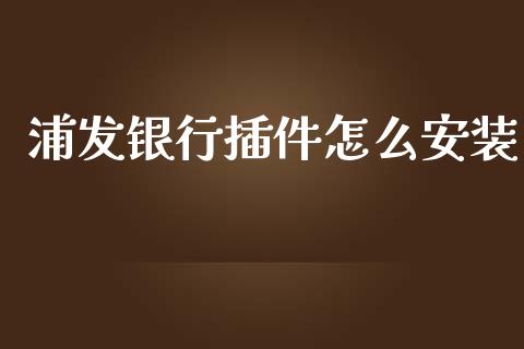 浦发银行插件怎么安装_https://m.fansifence.com_公募基金_第1张