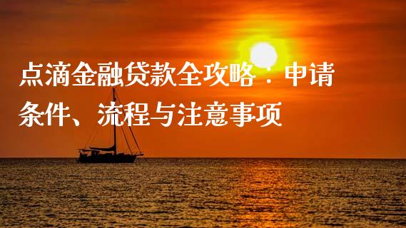 点滴金融贷款全攻略：申请条件、流程与注意事项_https://m.fansifence.com_贵金属行情_第1张